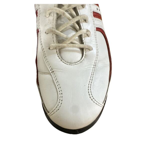 ECCO Golf Shoes Mens 5.5 Women’s 7.5 White Red Leather Soft Spikes - Picture 7 of 10